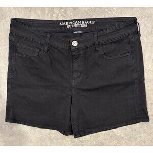 American Eagle Shorts Womens Size 16 Black Midi Aeo Twill Super Stretch